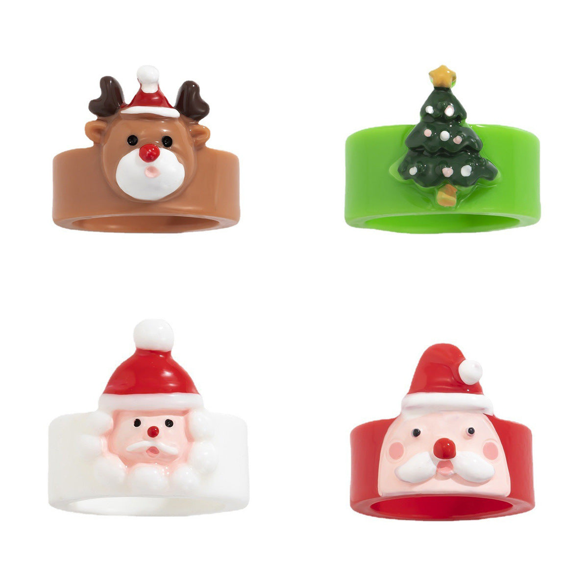 Christmas Series Cute Ring Ring Ring Fashion Resin Fun Handmade Women