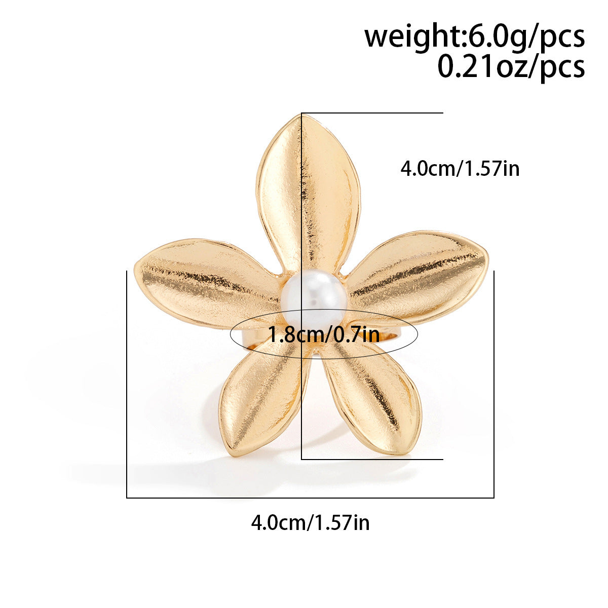 Ins Cold Wind Irregular Water Drop Open Ring Fashion Texture Flower Pearl Ring