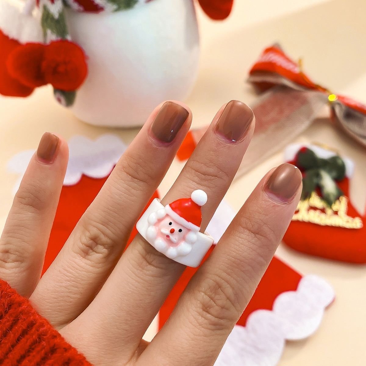 Christmas Series Cute Ring Ring Ring Fashion Resin Fun Handmade Women