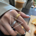 Temperament spiral pattern metal texture open index finger ring Hong Kong style anchor jewelry