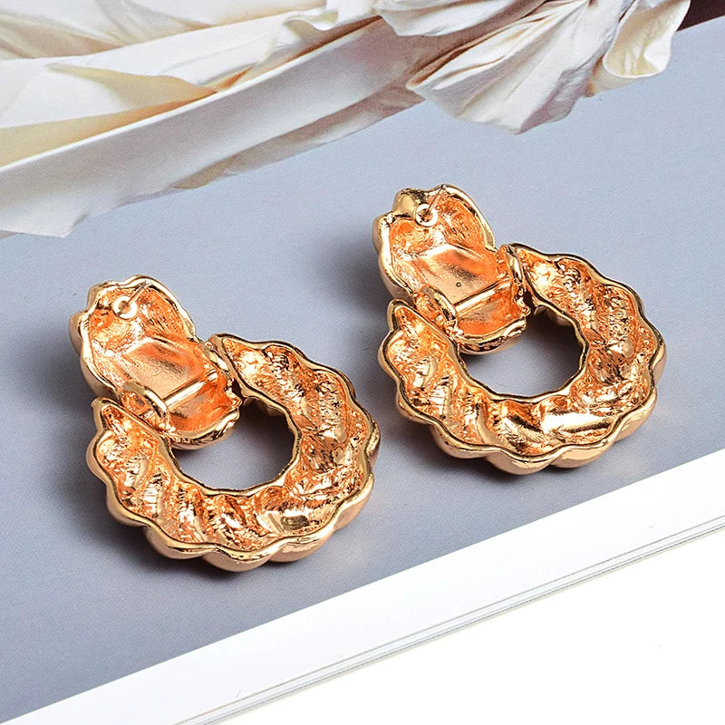 Hot Sale Gold Color Metal Drop Earrings Fine Jewelry Accessories Statement Hanging Dangle Pendientes Bijoux For Women