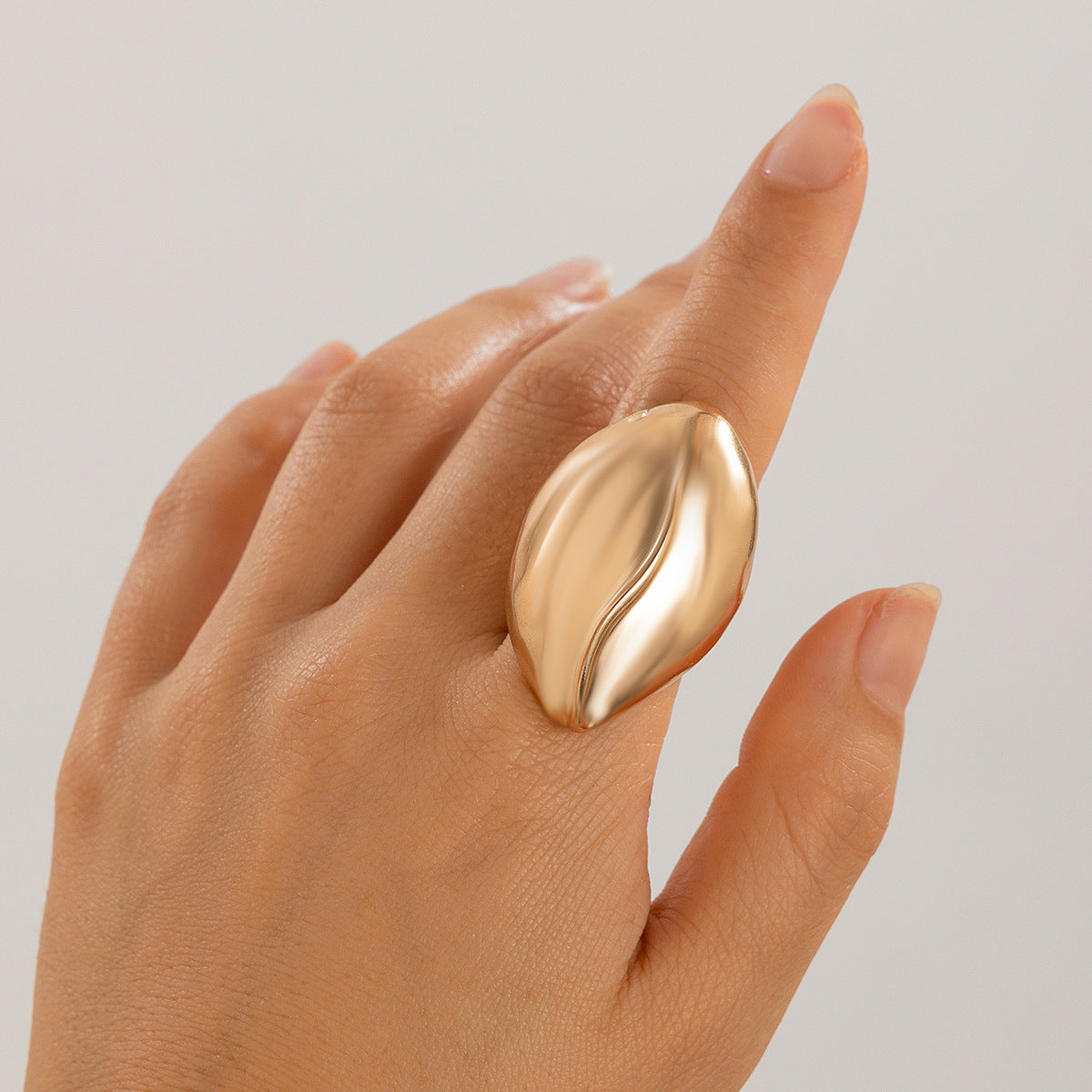 Ins Cold Wind Irregular Water Drop Open Ring Fashion Texture Flower Pearl Ring