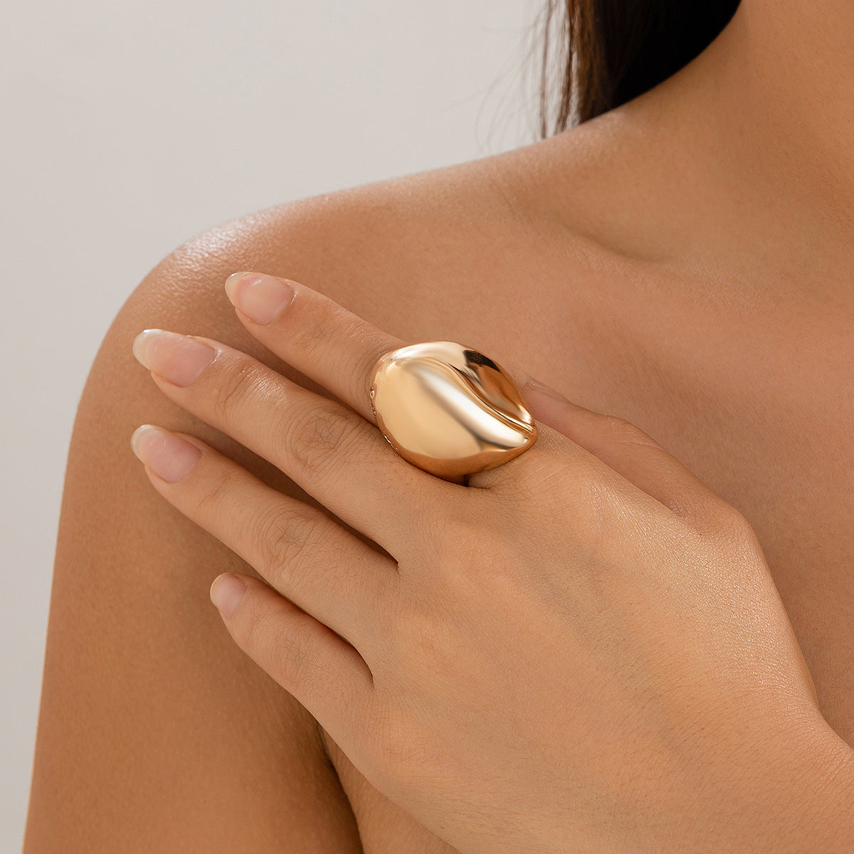 Ins Cold Wind Irregular Water Drop Open Ring Fashion Texture Flower Pearl Ring