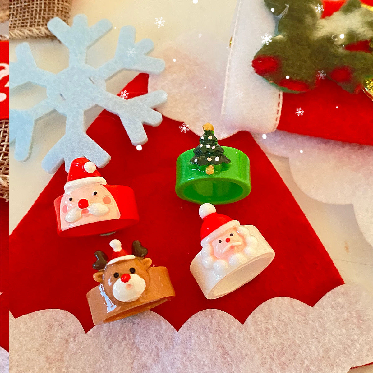 Christmas Series Cute Ring Ring Ring Fashion Resin Fun Handmade Women