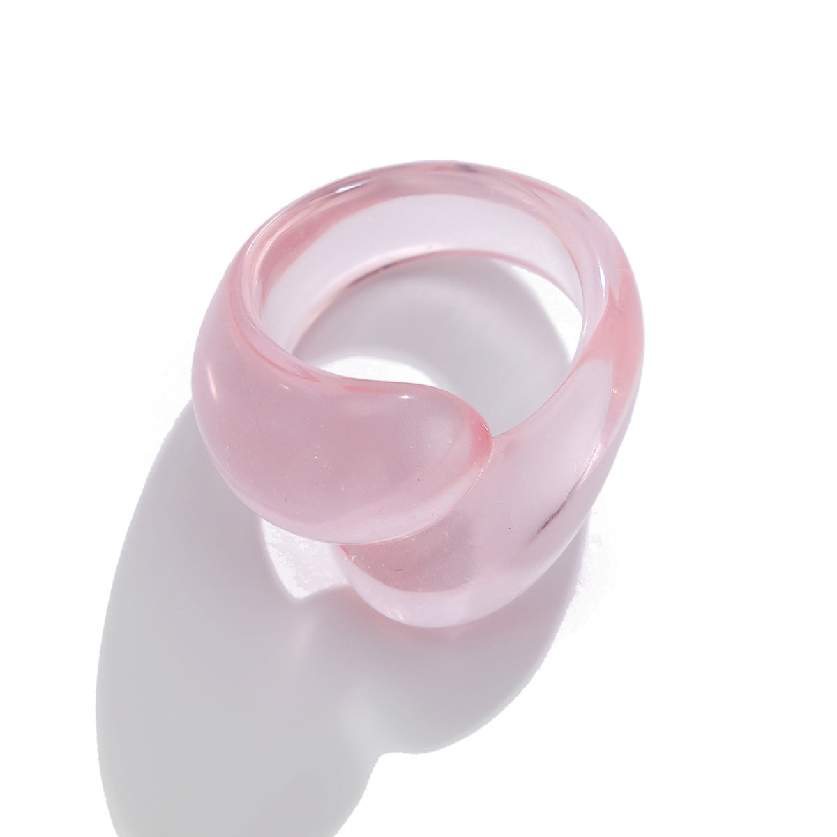 Irregular double droplet plastic ring, fashionable geometric multi-color closed ring