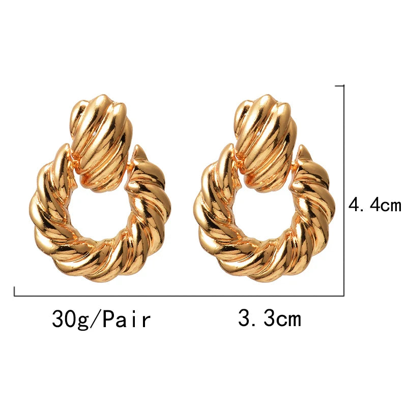 Hot Sale Gold Color Metal Drop Earrings Fine Jewelry Accessories Statement Hanging Dangle Pendientes Bijoux For Women